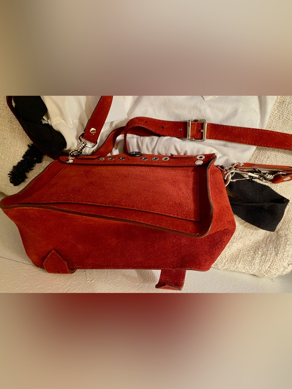 Proenza Schouler Midnight Plum PS1 Mini  Crossbody Suede+Grommet Bag - Picture 9 of 15